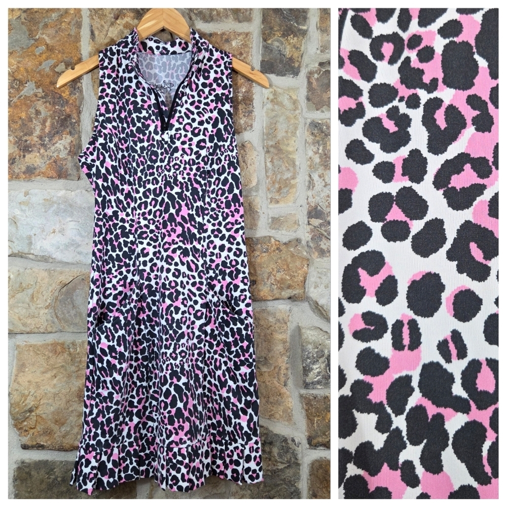 Tzu Tzu Leopard Animal Print Golf Swim Wear Athleisure Dress